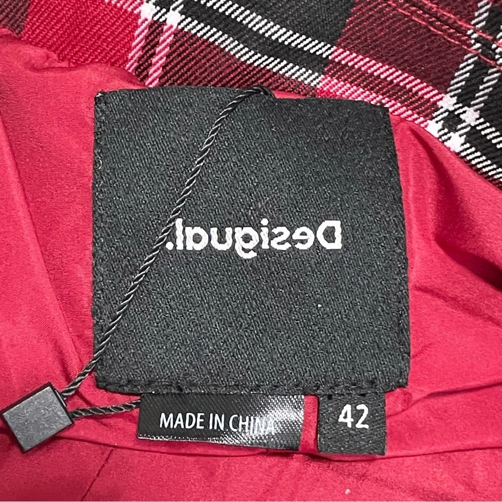 Desigual Red and Black Plaid Blazer - Picture 6 of 11